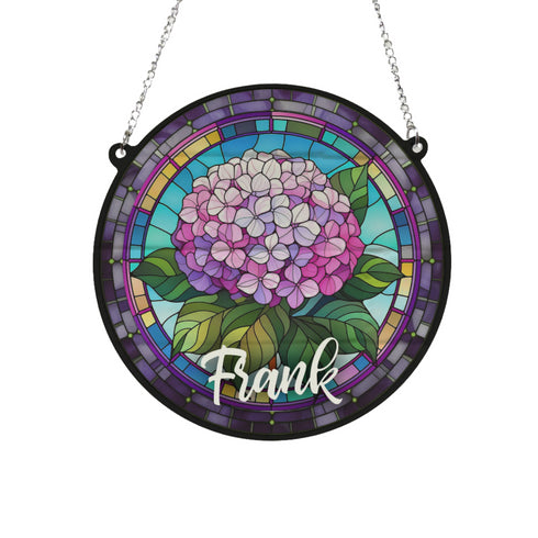 Hydrangea Personalised Stained Glass Effect Suncatcher